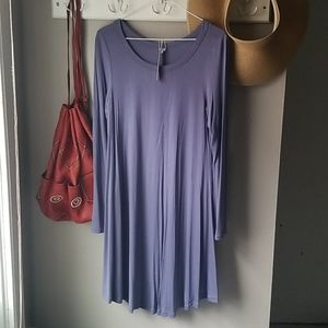 Ultra soft long sleeved fit and flow dress, slate